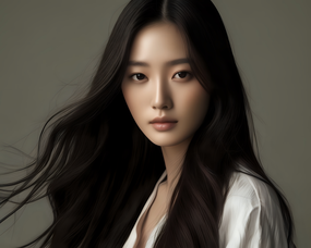 亚洲东方长发飘逸美女写真图片